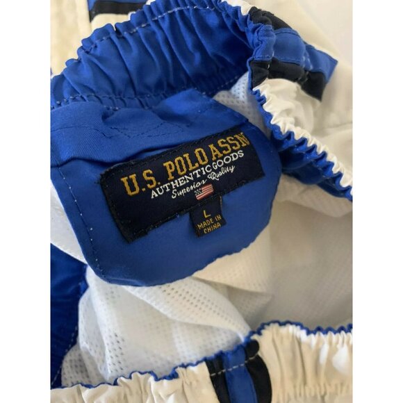 U.S. Polo Assn Men's Sz L Swim Trunks Board‎ Shorts White Blue Cargo - Picture 5 of 8